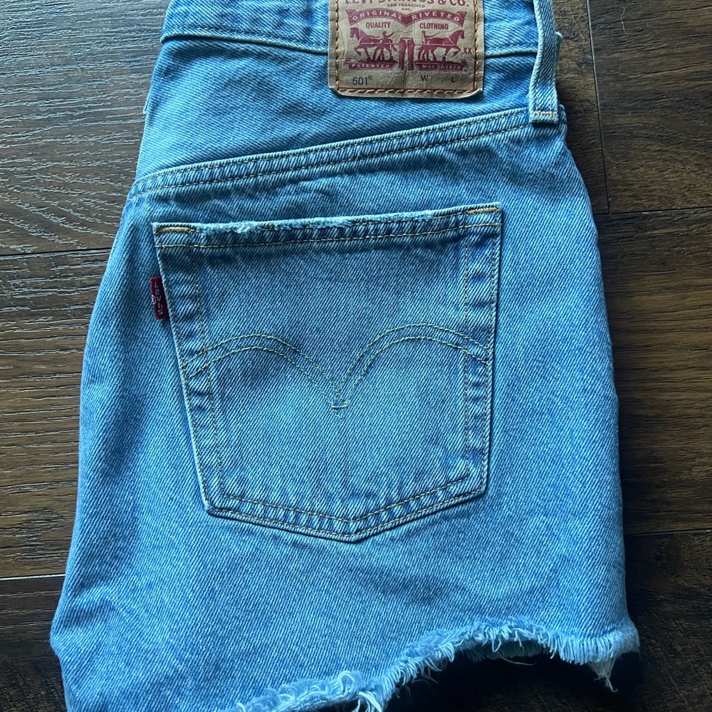 Levi's Blue Jean Shorts Distressed
